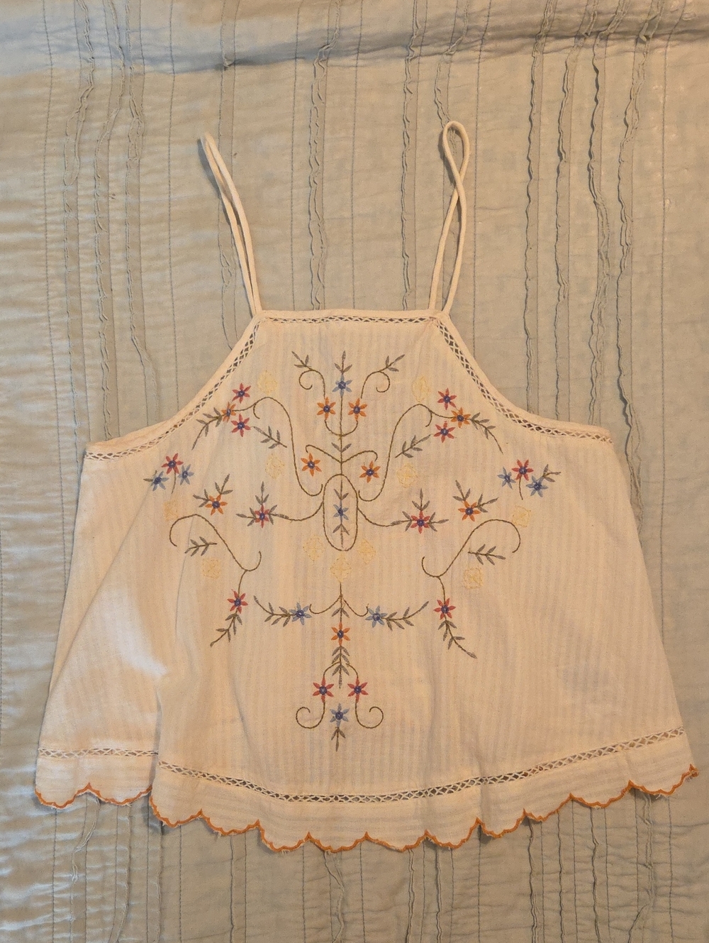 American Eagle Embroidered Apron Tank Top